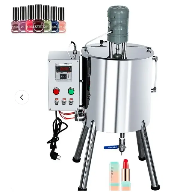 Small Scale Manual Cosmetics Lipstick Filling Machines Heater Mixer 15L 30L Hopper Lip Gloss Lip Balm Filling Machinery