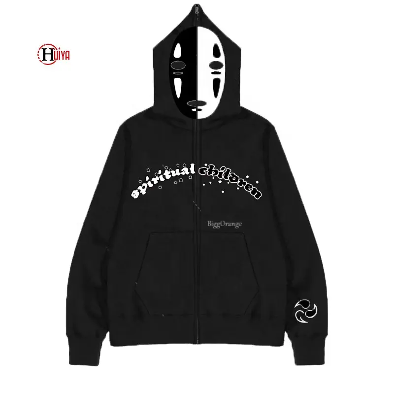 Großhandel GSM Fleece Full Zip Up Neck Hoodie Vintage Schwere HipHop Streetwear Herren Custom Hoodies Unisex