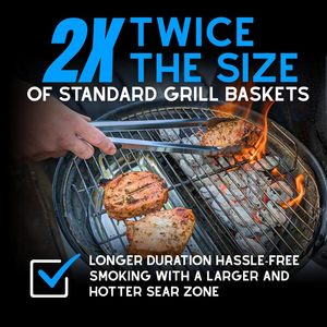 Panier à charbon Senershuo pour barbecue <span class=keywords><strong>Weber</strong></span> de 18 pouces - Panier à charbon en acier inoxydable robuste - Système de cuisson à deux zones - Product Image 4