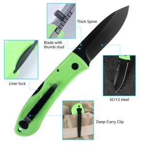 OEM lazer kazınmış EDC cep katlanır taktik avcılık açık kamp için siyah yeşil kolu ile hayatta kalma bıçağı - Product Image 4