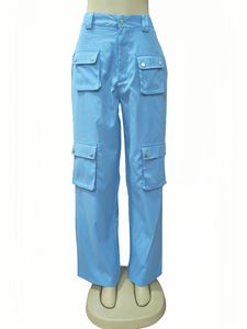 Pantalones <span class=keywords><strong>cargo</strong></span> con <span class=keywords><strong>m</strong></span>últiples bolsillos al por mayor de fábrica, pantalones de chándal de pierna recta de talla grande para <span class=keywords><strong>mujer</strong></span>, pantalones informales de moda de calle alta - Product Image 3