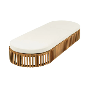 Chaise longue moderne en teck pour extérieur avec dossier réglable et coussin, idéale pour le bord de la piscine, la terrasse, le jardin ou la station balnéaire - Product Image 5