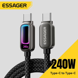 Câble de charge rapide USB-C vers USB-C ESSAGER ES-X81 tressé 48V 5A PD 240W pour téléphone <span class=keywords><strong>portable</strong></span>, ordinateur <span class=keywords><strong>portable</strong></span>, <span class=keywords><strong>HP</strong></span>, iPhone - Product Image 1