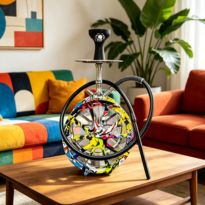 Set de Cachimba Shisha con Diseño de Rueda de Coche y Graffiti, 53CM, con Luz LED, de Aluminio, Estilo Árabe, Tipo Bolígrafo, En Stock, Venta al por Mayor - Product Image 5