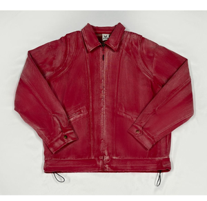 Chaqueta Roja Oversize Y2K para Hombre con Cremallera, Lavado Ácido, Estilo Vintage Urbano, Ajuste Holgado Casual, Dobladillo Ajustable, Directo de Fábrica - Product Image 1