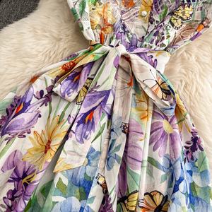 ชุดเดรสแขนกุดสำหรับผู้หญิง2025ฤดูร้อนสไตล์ใหม่คอตั้งยาวปานกลางกระโปรงขอบแต่งระบายสไตล์ <span class=keywords><strong>Kikyo</strong></span> - Product Image 5