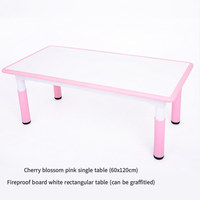 Ensemble table et chaises rectangulaires réglables en plastique pour 6 enfants, design moderne et simple, idéal pour l'apprentissage et l'écriture des tout-petits en maternelle.