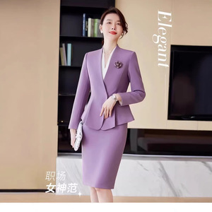 Women's Black Suit Set Peplum Silhouette Notched Neckline Anti-Wrinkle Woven Fabric For <b>Work</b> And Interviews - Product Image 3