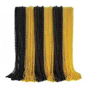 قلادات خرز معدنية مخصصة من HLC بطول 33 بوصة وعرض 6 ملم لحفلات الكرنفال، متوفرة باللون الأحمر والأزرق والذهبي لتزيين حفلات العروض - Product Image 1