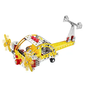 254PCS Metal Turboprop Aircraft Building Block Toy Set Educacional Alloy Screw Nut DIY Montar Avião para Crianças Meninos Meninas