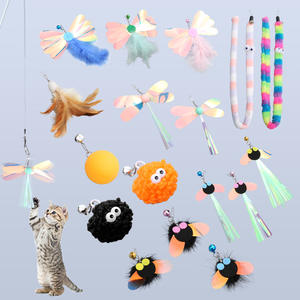 Série de jouets pour <span class=keywords><strong>chat</strong></span> : Têtes de rechange pour baguette de jeu en forme d'insecte volant à plumes et paillettes, jouet auto-entretenant pour animaux de compagnie - Product Image 2
