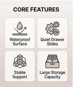 Table <span class=keywords><strong>de</strong></span> manucure en marbre avec cadre doré champagne et tiroirs <span class=keywords><strong>de</strong></span> rangement pour salon – Vente en gros - Product Image 2