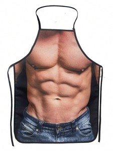 Tablier de femme sexy et créatif Tablier d'homme musclé drôle imperméable à l'eau Tablier de cuisine de fête Cuisine chasuble Nettoyage de la maison - Product Image 4