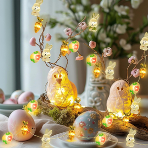 10 đèn phục sinh trang trí chuỗi đèn Pin hoạt động Thỏ Cà Rốt Cổ Tích đèn cho bữa tiệc phục sinh - Product Image 4