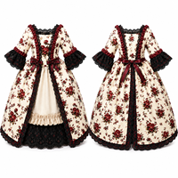 Robe de poupée BJD victorienne personnalisée, style rococo, tenue de poupée à imprimé floral, vêtements de poupée vintage en dentelle, costume long BJD
