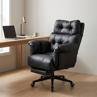 Chaise de bureau exécutive rembourrée pivotante et coulissante avec repose-pieds en cuir PU et structure métallique pour le bureau à domicile