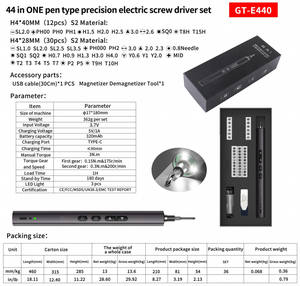 Jinkun 44 en 1, tournevis sans fil rechargeable de qualité professionnelle pour la réparation de téléphones et d'ordinateurs portables, avec batterie au lithium, perceuse - Product Image 6