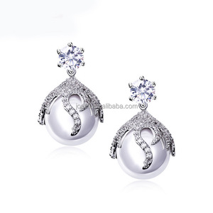 Front-Back Pearl Drop Earring Joacii S925 Silver Jewelry Fashion Occident Simple Style with18k Gold Plated for Girls and Women - Product Image 1