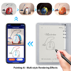 Yüksek kalite parmak izi kilidi gizlilik koruma AI akıllı dizüstü Sync kalem yazma tasarım çizim A5 deri not defteri hediye seti - Product Image 4