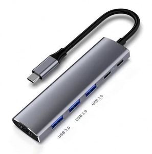 6 in 1 Aluminum Alloy Hub <b>Adapter</b> <b>USB</b> <b>Type</b> <b>C</b> 3.0 <b>USB</b> Computer Docking Station - Product Image 3