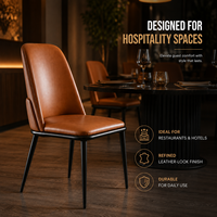 Silla de Comedor Moderna de Lujo para Restaurante, Tapizada en Cuero PU Ergonómico, Patas de Metal, Silla Comercial para Hotel y Banquetes