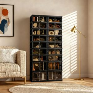 Modern Multi-Tier Plastic <b>Shoe</b> Cabinet Foldable Eco-Friendly <b>Shoe</b> Organizer with Magnet Door and 10-Minute Assembly - Product Image 2