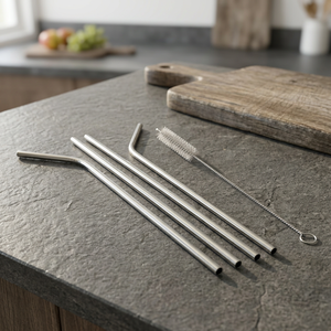 Reusable <b>Metal</b> Drinking <b>Straws</b> 5 Pack Minimalist Design Cocktail Bar Accessories Stainless Steel Straight and Bent Styles - Product Image 5