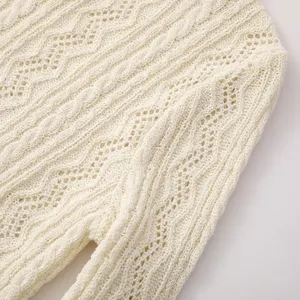 Vendita calda di alta qualità donna Casual maglione lavorato a maglia Pullover Hollow-out design moda maglione traspirante personalizzato