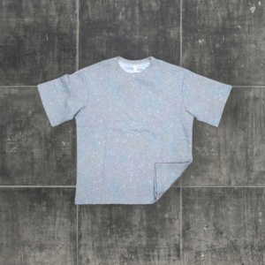 T-shirt Boxy Personnalisé de Haute Qualité Style Hip Hop Vintage Col Rond Logo Imprimé Strass pour Homme - Product Image 3
