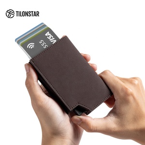 TILONSTAR TVC503 Hot Selling Large Capacity Business Credit Slim Leather Aluminum Card Holder <b>Case</b> for Travel or Working Life - Product Image 2