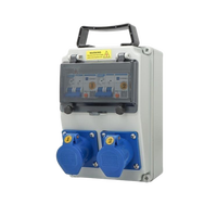 Caja de Distribución con 2 Tomas de 10A + Doble RCD de 2P, Uso en Exteriores/Industrial, IP67 Impermeable, Corriente Nominal de 20A, Personalizable