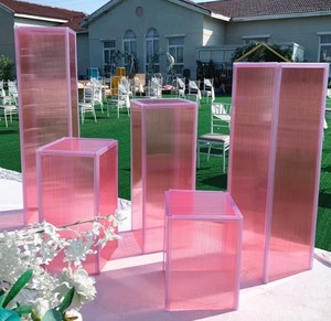 Venta caliente de <span class=keywords><strong>la</strong></span> boda pedestal de cristal colorido soporte de exhibición de cristal cuadrado fiesta pilares para eventos - Product Image 6