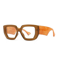 Monture de Lunettes de Vue Femme Carrées Polygone de Marque de Luxe Anti-Lumière Bleue Homme Verres Optiques Colorés Leopard