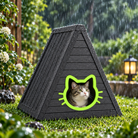 Maison pour chat d'extérieur, abri imperméable avec double entrée, maison pour chat en PP durable pour animaux de compagnie de jardin