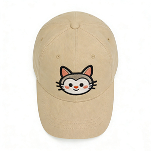 Casquette de baseball vintage sportive à 6 panneaux avec broderie mignonne en toile, légère, respirante, kaki, réglable, à fermeture snapback, pour toutes les saisons - Product Image 3