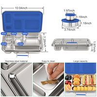 AOHEA Boîte à bento en acier inoxydable étanche pour le déjeuner, boîte à bento pour enfants ou adultes, boîte à lunch à 5 compartiments pour enfants