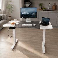 Table élévatrice électrique AOR, plateau en placage de bois massif motif pierre noire, couleur personnalisable, bureau d'ordinateur intelligent