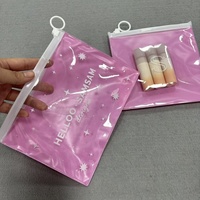 Bolsas de Plástico PVC Personalizadas, Color Rosa por Delante y Transparente por Detrás, para Empacar Joyería y Cosméticos, Bolsa Pequeña con Cierre y Logotipo