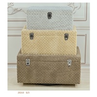 Grand coffre de rangement en bois rectangulaire Style européen Capacité de 35L Rangement décoratif pour la maison couvert de velours