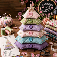 Kit de Costura DIY para Adorno de Árbol de Navidad de Tela en Capas, Tela de Retazos Precortada, Decoración Colgante para Árbol de Navidad, Kit de Manualidades Hechas a Mano para Adultos