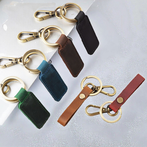 Genuine Leather Cowhide Hanging Closure Keychain <b>Metal</b> Pendant Fashion Personalized Car Keyring Accessories - Product Image 3
