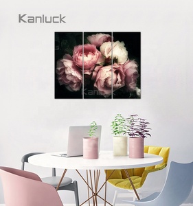 Quadro <span class=keywords><strong>Moderno</strong></span> <span class=keywords><strong>Classico</strong></span> a 3 Pannelli con Fiori ad Acquerello, Cornice Inclusa, Colori Vivaci, Resistente all'Acqua e allo Sbiadimento - Product Image 3