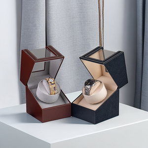 Boîte de rangement de <span class=keywords><strong>montre</strong></span> en cuir PU noir de luxe <span class=keywords><strong>Remontoir</strong></span> de <span class=keywords><strong>montre</strong></span> à rotation silencieuse <span class=keywords><strong>automatique</strong></span> - Product Image 1