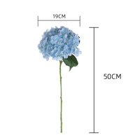 SENMASINE Hydrangea artificielle en soie au toucher réel, grande tête de 19 cm, 50 cm de hauteur, moelleuse, violet, bleu, rose, décoration moderne pour la maison et les cérémonies de remise de diplômes