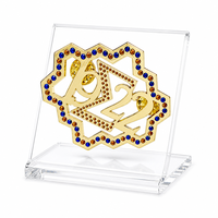 Broche personnalisée en strass plaqué or avec pierres rouges et bleues pour cadeau d'anniversaire, vente en gros, coffret cadeau en vrac