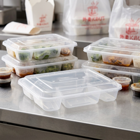Boîtes alimentaires rectangulaires jetables en plastique multi-tailles avec couvercles réutilisables