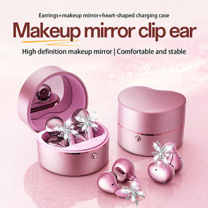 Écouteurs TWS M186 pour femmes, avec miroir de maquillage intégré, <span class=keywords><strong>puce</strong></span> sans fil 6.0, étui de charge en forme de cœur et boucle diamantée - Product Image 2