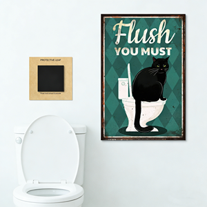 Pegatina Metálica Reemplazable con Diseño de Gato Negro, Impresión UV, Letrero de Metal <span class=keywords><strong>para</strong></span> Decoración del Hogar, Baño o <span class=keywords><strong>WC</strong></span> - Product Image 1