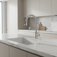 Robinet de cuisine moderne à poignée unique en acier inoxydable, cartouche céramique, installation monotrou, douchette extractible – Meilleures ventes