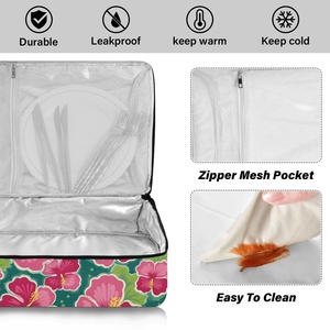 Sac isotherme personnalisé hawaïen à motif floral Hau en aluminium, sac de transport pour pizzas et casseroles, idéal pour les voyages et les pique-niques - Product Image 4